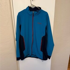 Patagonia Teal and Navy Jacket with Red Zipper